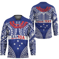 Personalised Toa Samoa Rugby Spirit Hockey Jersey Blue Samoan Tribal Pattern LT9 - Polynesian Pride