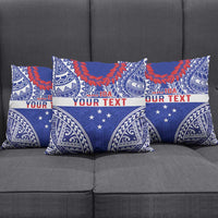 Personalised Toa Samoa Rugby Spirit Pillow Cover Blue Samoan Tribal Pattern - Polynesian Pride