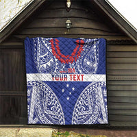 Personalised Toa Samoa Rugby Spirit Quilt Blue Samoan Tribal Pattern - Polynesian Pride