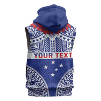 Personalised Toa Samoa Rugby Spirit Sleeveless Zip Hoodie Blue Samoan Tribal Pattern LT9 - Polynesian Pride