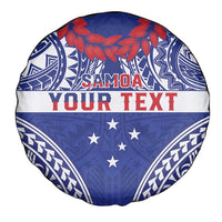 Personalised Toa Samoa Rugby Spirit Spare Tire Cover Blue Samoan Tribal Pattern - Polynesian Pride