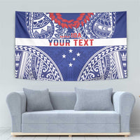 Personalised Toa Samoa Rugby Spirit Tapestry Blue Samoan Tribal Pattern - Polynesian Pride