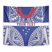 Personalised Toa Samoa Rugby Spirit Tapestry Blue Samoan Tribal Pattern - Polynesian Pride