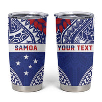 Personalised Toa Samoa Rugby Spirit Tumbler Cup Blue Samoan Tribal Pattern - Polynesian Pride