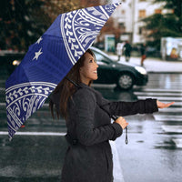 Personalised Toa Samoa Rugby Spirit Umbrella Blue Samoan Tribal Pattern - Polynesian Pride
