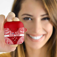Personalised Toa Samoa Rugby Spirit AirPods Case Red Samoan Tribal Pattern LT9 - Polynesian Pride