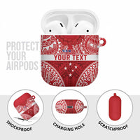 Personalised Toa Samoa Rugby Spirit AirPods Case Red Samoan Tribal Pattern LT9 - Polynesian Pride