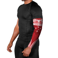 Personalised Toa Samoa Rugby Spirit Arm Sleeves Red Samoan Tribal Pattern LT9 - Polynesian Pride