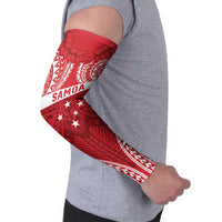 Personalised Toa Samoa Rugby Spirit Arm Sleeves Red Samoan Tribal Pattern LT9 - Polynesian Pride