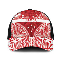 Personalised Toa Samoa Rugby Spirit Baseball Net Cap Red Samoan Tribal Pattern LT9 One Size Black Red - Polynesian Pride