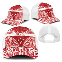 Personalised Toa Samoa Rugby Spirit Baseball Net Cap Red Samoan Tribal Pattern LT9 - Polynesian Pride