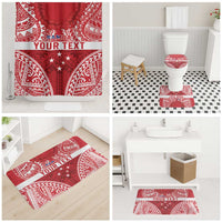 Personalised Toa Samoa Rugby Spirit Bathroom Set Red Samoan Tribal Pattern - Polynesian Pride