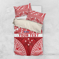 Personalised Toa Samoa Rugby Spirit Bedding Set Red Samoan Tribal Pattern - Polynesian Pride
