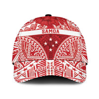 Personalised Toa Samoa Rugby Spirit Classic Cap Red Samoan Tribal Pattern LT9 Universal Fit Red - Polynesian Pride
