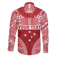 Personalised Toa Samoa Rugby Spirit Family Matching Long Sleeve Bodycon Dress and Hawaiian Shirt Red Samoan Tribal Pattern - Polynesian Pride