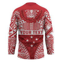 Personalised Toa Samoa Rugby Spirit Hockey Jersey Red Samoan Tribal Pattern LT9 - Polynesian Pride