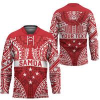 Personalised Toa Samoa Rugby Spirit Hockey Jersey Red Samoan Tribal Pattern LT9 - Polynesian Pride