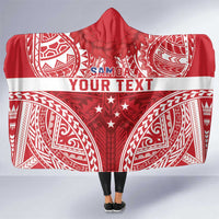 Personalised Toa Samoa Rugby Spirit Hooded Blanket Red Samoan Tribal Pattern - Polynesian Pride
