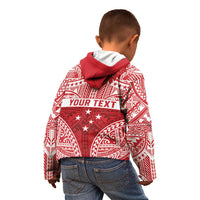 Personalised Toa Samoa Rugby Spirit Kid Hoodie Red Samoan Tribal Pattern - Polynesian Pride