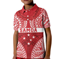 Personalised Toa Samoa Rugby Spirit Kid Polo Shirt Red Samoan Tribal Pattern - Polynesian Pride