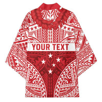 Personalised Toa Samoa Rugby Spirit Kimono Red Samoan Tribal Pattern - Polynesian Pride