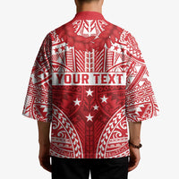 Personalised Toa Samoa Rugby Spirit Kimono Red Samoan Tribal Pattern - Polynesian Pride