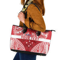 Personalised Toa Samoa Rugby Spirit Leather Tote Bag Red Samoan Tribal Pattern LT9 Red - Polynesian Pride