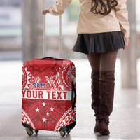 Personalised Toa Samoa Rugby Spirit Luggage Cover Red Samoan Tribal Pattern - Polynesian Pride