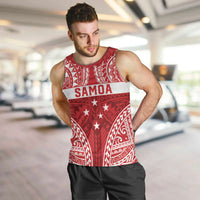 Personalised Toa Samoa Rugby Spirit Men Tank Top Red Samoan Tribal Pattern - Polynesian Pride