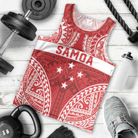 Personalised Toa Samoa Rugby Spirit Men Tank Top Red Samoan Tribal Pattern - Polynesian Pride