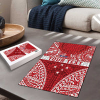 Personalised Toa Samoa Rugby Spirit Puzzle Red Samoan Tribal Pattern - Polynesian Pride