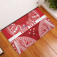 Personalised Toa Samoa Rugby Spirit Rubber Doormat Red Samoan Tribal Pattern - Polynesian Pride
