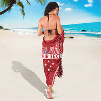 Personalised Toa Samoa Rugby Spirit Sarong Red Samoan Tribal Pattern - Polynesian Pride