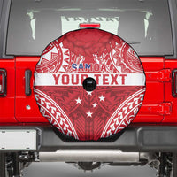 Personalised Toa Samoa Rugby Spirit Spare Tire Cover Red Samoan Tribal Pattern - Polynesian Pride