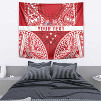 Personalised Toa Samoa Rugby Spirit Tapestry Red Samoan Tribal Pattern - Polynesian Pride