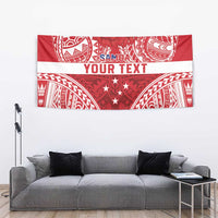 Personalised Toa Samoa Rugby Spirit Tapestry Red Samoan Tribal Pattern - Polynesian Pride