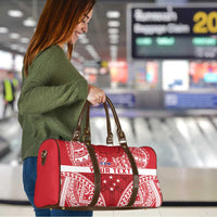 Personalised Toa Samoa Rugby Spirit Travel Bag Red Samoan Tribal Pattern - Polynesian Pride