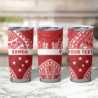 Personalised Toa Samoa Rugby Spirit Tumbler Cup Red Samoan Tribal Pattern - Polynesian Pride