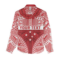 Personalised Toa Samoa Rugby Spirit Women Casual Shirt Red Samoan Tribal Pattern - Polynesian Pride