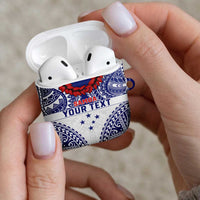 Personalised Toa Samoa Rugby Spirit AirPods Case White Samoan Tribal Pattern LT9 - Polynesian Pride