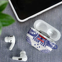 Personalised Toa Samoa Rugby Spirit AirPods Case White Samoan Tribal Pattern LT9 - Polynesian Pride