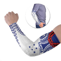 Personalised Toa Samoa Rugby Spirit Arm Sleeves White Samoan Tribal Pattern LT9 Set of 2 White - Polynesian Pride