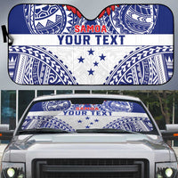 Personalised Toa Samoa Rugby Spirit Auto Sun Shade White Samoan Tribal Pattern - Polynesian Pride