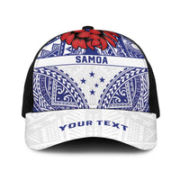 Personalised Toa Samoa Rugby Spirit Baseball Net Cap White Samoan Tribal Pattern LT9 One Size Black White - Polynesian Pride