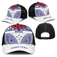 Personalised Toa Samoa Rugby Spirit Baseball Net Cap White Samoan Tribal Pattern LT9 - Polynesian Pride