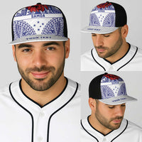 Personalised Toa Samoa Rugby Spirit Baseball Net Cap White Samoan Tribal Pattern - Polynesian Pride