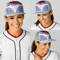 Personalised Toa Samoa Rugby Spirit Baseball Net Cap White Samoan Tribal Pattern LT9 - Polynesian Pride