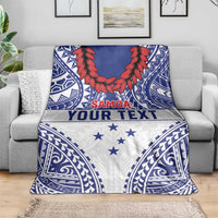 Personalised Toa Samoa Rugby Spirit Blanket White Samoan Tribal Pattern LT9 - Polynesian Pride