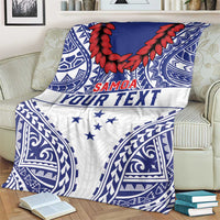 Personalised Toa Samoa Rugby Spirit Blanket White Samoan Tribal Pattern LT9 - Polynesian Pride