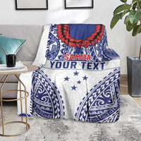 Personalised Toa Samoa Rugby Spirit Blanket White Samoan Tribal Pattern LT9 - Polynesian Pride